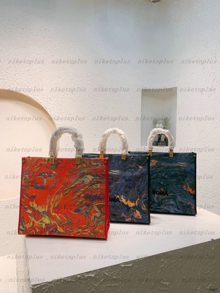 roma tote marble canvas shopping bag blue red marbled sunshine embroidery package designer letter cross body handbag luxurys womens handle b